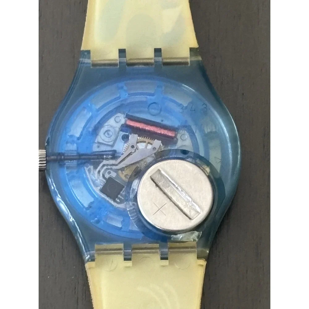Rare Swatch Watch 2003 Original Gent Blue Cat Mouse YellowStrap GN209 Swiss Made